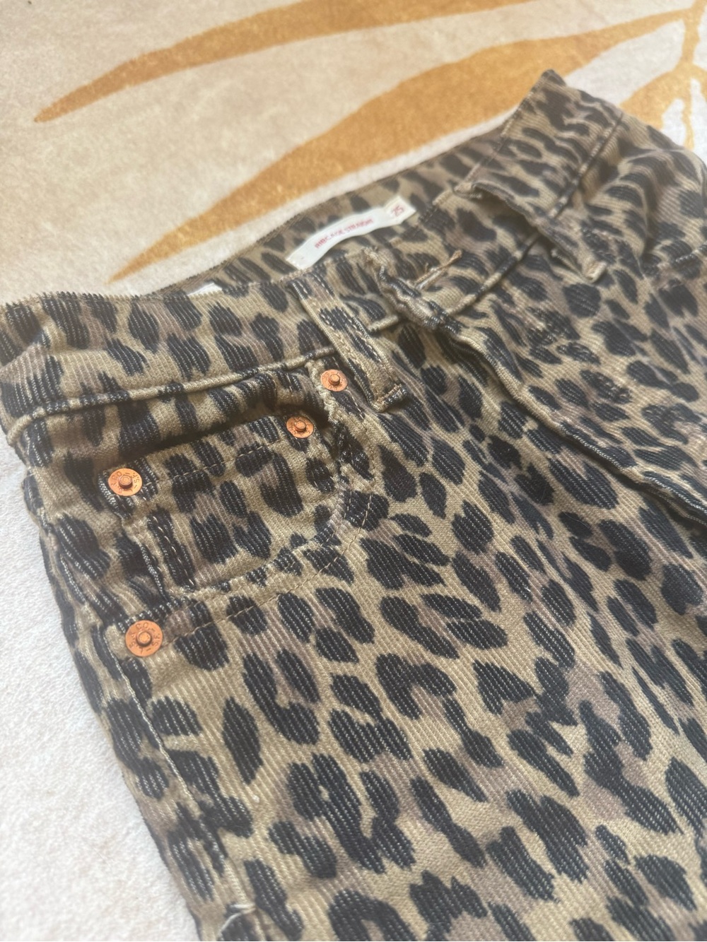Levi Leopard Rib Cage Corduroy Pants - Brown/Black - Sz 25 - Picture 3 of 5